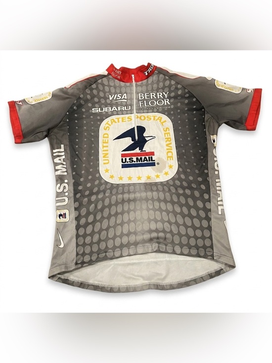 VTG Nike Dri-Fit US Postal Service Cycling Jersey USPS Berry Floor Subaru Italy